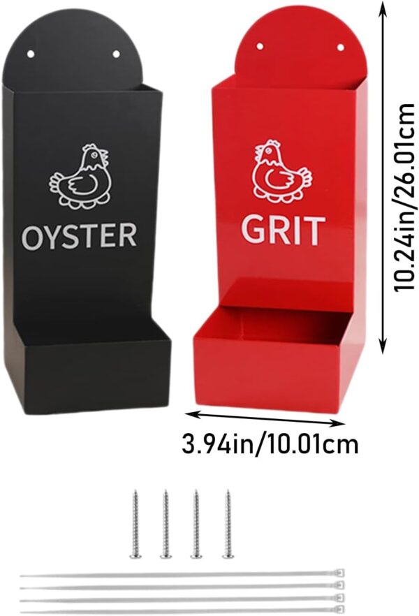 Oyster Shell Feeder for Chickens, Set of 2 Oyster Shell and Grit Feeders, Poultry Feeding Equipment, Pet Supplies, Coop Accessories for Hens, Ducks, 10.24 x 3.94 inches