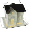 Solar Hummingbird Feeder - Hanging Metal Hummingbird Finch Feeder with Solar Light, Bluebird Feeder Accessories for Garden, Backyard, Balcony