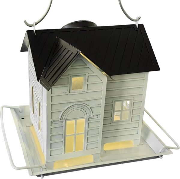 Solar Hummingbird Feeder - Hanging Metal Hummingbird Finch Feeder with Solar Light, Bluebird Feeder Accessories for Garden, Backyard, Balcony
