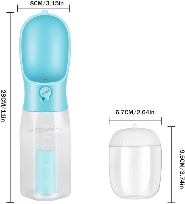 Zivacate Dog Drinking Bottle 600 ml Multifunctional Portable Dog Drinking Bottle for On the Go with 100 g Food Container and Waste Bag Dispenser for Puppies and Cats Travel Accessories Water Dispenser