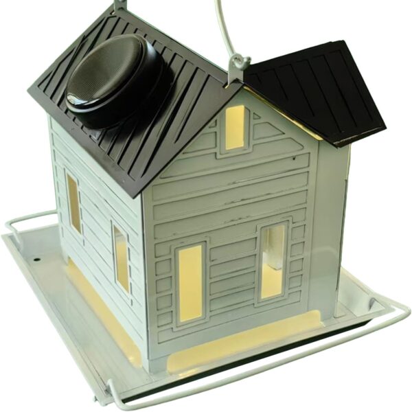 Solar Hummingbird Feeder - Hanging Metal Hummingbird Finch Feeder with Solar Light, Bluebird Feeder Accessories for Garden, Backyard, Balcony