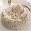 Nobrands Fluffy Cat Bed, Round, Soft Plush, Cave with Hood, Cat Bed, for Winter, Warm Sleeping Pillow, Non-Slip, Machine Washable for Cats and Puppies