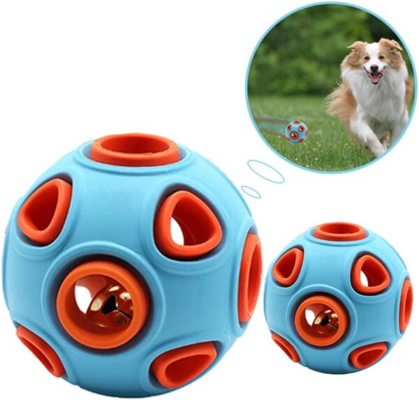 Andiker Dog Ball, Interactive Dog Toy with Bell, Rubber Ball, Dog Balls Bouncy Ball, Pet Sports Games Intelligence Ball, IQ Bite Resistant Toy for Pet Chew Toy (S, Blue)