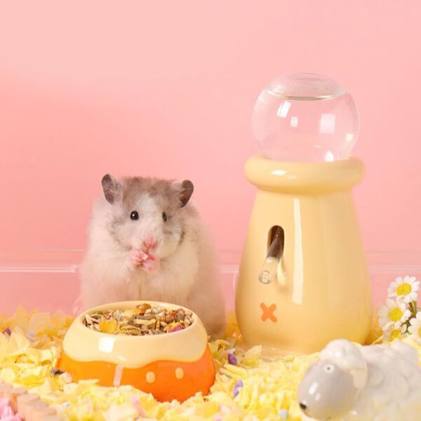 Moderne Keramik-Futterschale für Haustiere, Vakuum-Wasser-Futterstation für Kleintiere, rutschfeste Basis, Futterzubehör, Hamster-Futternapf, Wasserspender-Set