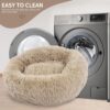 BVAGSS Dog Bed, Round Cat Bed, Fluffy Doughnut Cuddly Dog Cushion, Washable, Ultra Soft Plush Pet Bed for Small, Medium and Large Dogs, Cats, XH034 (Diameter: 40 cm, Light Brown)