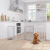 Semiocthome Solid Bamboo Dog Gate with 2 Stands, Freestanding Pet Gate for Doors and Stairs, 24" Height, 4 Panels Puppy Gate for Home, Fully Assembled Indoor Gate