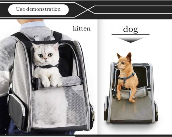 Travel Backpack for Cats - Pet Travel Gear Carrier Bag for Dogs | Double Shoulder Pet Bag Foldable with Breathable Mesh and Cushion
