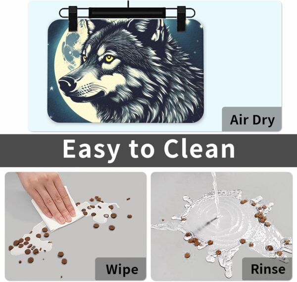 Wolf Night Moon Print Pet Feeding Mat Dog Mat for Food and Water Bowl Dogs Water Dispenser Mat Dogs Accessories