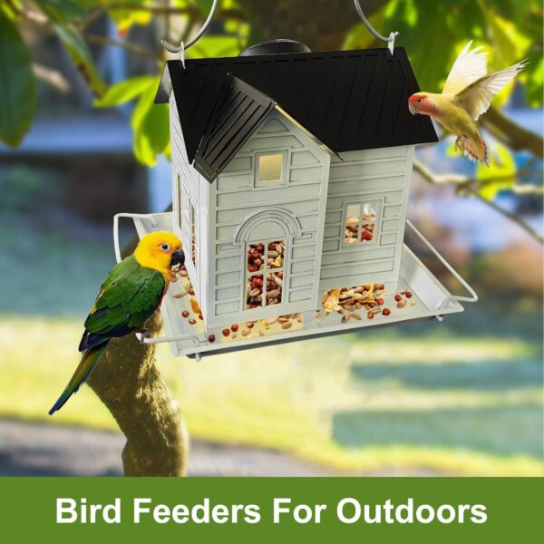 Solar Hummingbird Feeder - Hanging Metal Hummingbird Finch Feeder with Solar Light, Bluebird Feeder Accessories for Garden, Backyard, Balcony