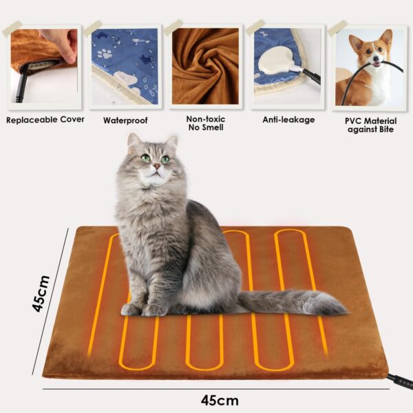 Pet Heating Pad for Cats, Dogs, Electric Blanket with 12H Timer and Temperature Control 30-60°C, Electric, Safe for Dogs and Cats - 45 x 45 cm