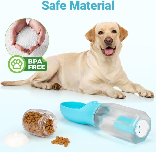 Zivacate Dog Drinking Bottle 600 ml Multifunctional Portable Dog Drinking Bottle for On the Go with 100 g Food Container and Waste Bag Dispenser for Puppies and Cats Travel Accessories Water Dispenser