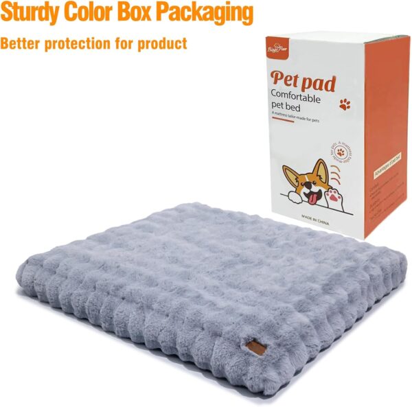 BingoPaw Fluffy Dog Bed for Medium Dogs: 76 x 51 x 7 cm Dog Bed Washable Dog Cushion for Small Dogs, Waterproof Dog Mattress with Removable Plush Cover, Non-Slip Underside, Grey