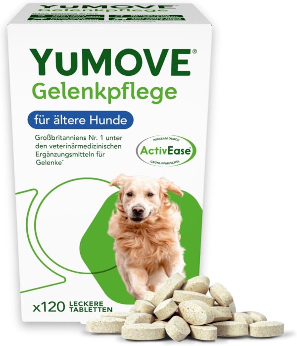 YuMOVE Green-lipped Mussel Dog Joint Tablets - 120 Tablets - For Older Dogs from 8 Years - Mobility and Joint Function - Joint Tablets Dog - For Dogs with Omega-3 and Vitamin E