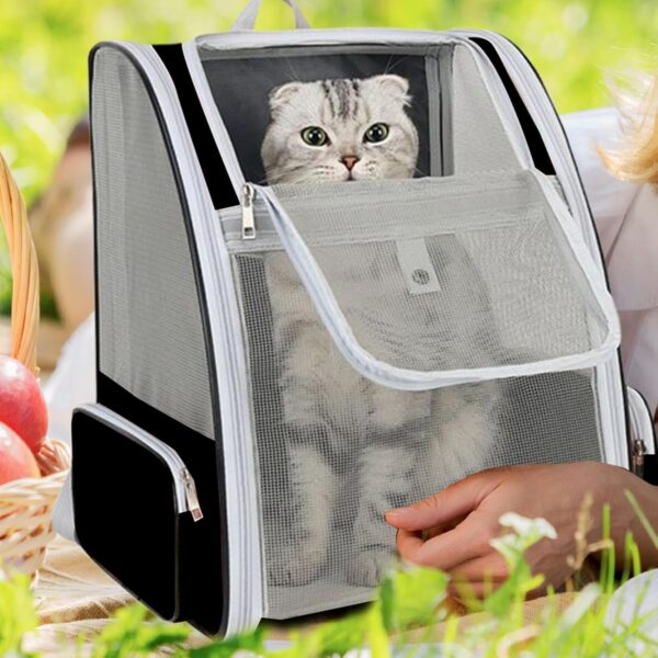 Travel Backpack for Cats - Pet Travel Gear Carrier Bag for Dogs | Double Shoulder Pet Bag Foldable with Breathable Mesh and Cushion