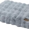BingoPaw Fluffy Dog Bed for Medium Dogs: 76 x 51 x 7 cm Dog Bed Washable Dog Cushion for Small Dogs, Waterproof Dog Mattress with Removable Plush Cover, Non-Slip Underside, Grey