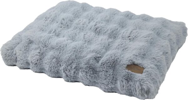 BingoPaw Fluffy Dog Bed for Medium Dogs: 76 x 51 x 7 cm Dog Bed Washable Dog Cushion for Small Dogs, Waterproof Dog Mattress with Removable Plush Cover, Non-Slip Underside, Grey