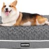 71J90u1Fc9L._AC_SL1500_.jpg HMTOPE Orthopaedic Dog Bed, Dog Mat in Double Decker Design, Washable Dog Cushion, Removable Dog Basket, 90 cm for Small to Medium Dogs, Medium Grey