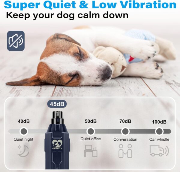 Casfuy Dog Claw Grinder 6 Speed - Newest Claw Grinder for Pets, Super Quiet, Rechargeable Electric Claw Scissors for Large, Medium and Small Dogs