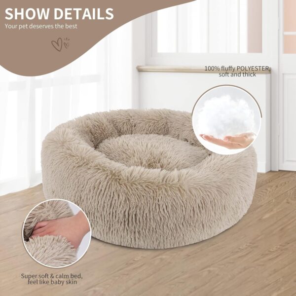 BVAGSS Dog Bed, Round Cat Bed, Fluffy Doughnut Cuddly Dog Cushion, Washable, Ultra Soft Plush Pet Bed for Small, Medium and Large Dogs, Cats, XH034 (Diameter: 40 cm, Light Brown)
