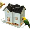 Solar Hummingbird Feeder - Hanging Metal Hummingbird Finch Feeder with Solar Light, Bluebird Feeder Accessories for Garden, Backyard, Balcony