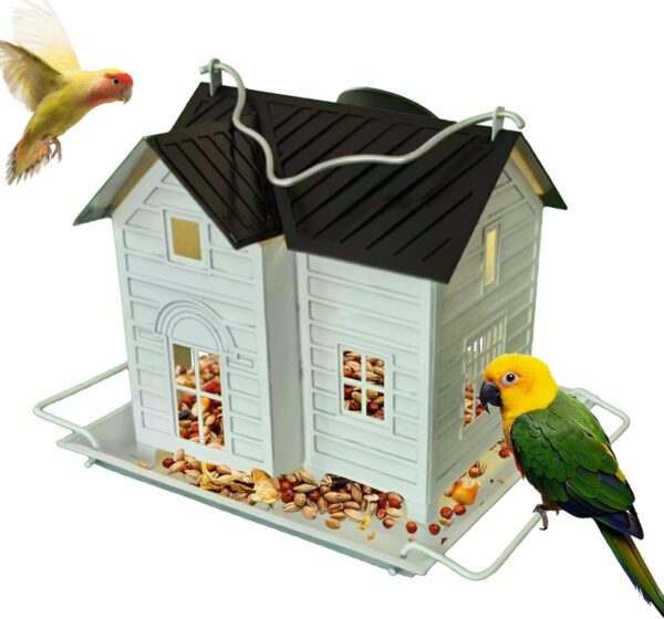Solar Hummingbird Feeder - Hanging Metal Hummingbird Finch Feeder with Solar Light, Bluebird Feeder Accessories for Garden, Backyard, Balcony
