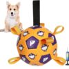 YUEMING Dog Toy Ball, Dog Football with Handle and Pump, Durable Dog Toy for Small, Medium, Large Dogs, Football for Dogs, Water Toy (Yellow, 15 cm)