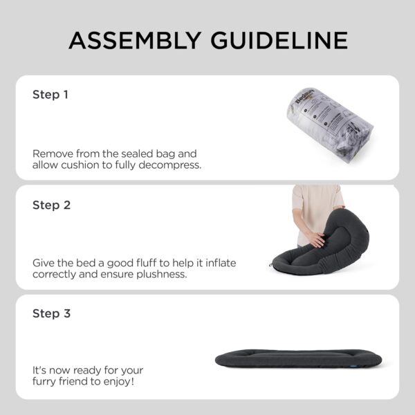 BEDSURE Washable Dog Cushion for Large Dogs - Thin Dog Beds, Medium and Large Dogs, Soft and Comfortable Dog Mat with Non-Slip Underside, 104 x 69 cm, Dark Grey