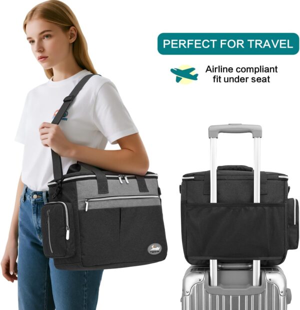 TAIHOYIN Dog Travel Bag Plane Pet Travel Set for Dog Accessories with 2 Food Bags + 2 Foldable Bowls + Feeding Mat + Dog Treat Bag Dog Carry Bag for On the Go Black