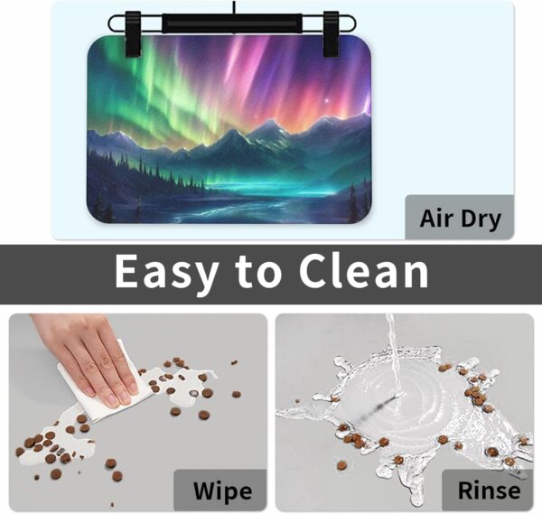 Dark Northern Lights Print Pet Feeding Mat Dog Mat for Food and Water Bowl Dogs Water Dispenser Mat Dogs Accessories