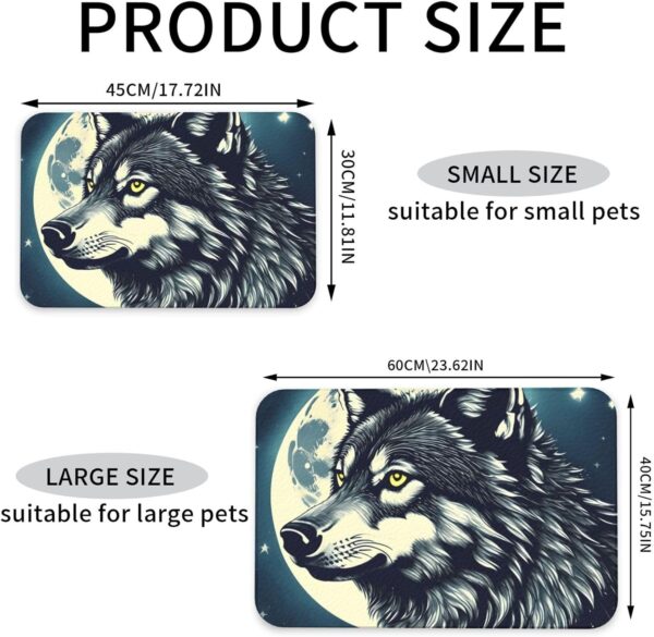 Wolf Night Moon Print Pet Feeding Mat Dog Mat for Food and Water Bowl Dogs Water Dispenser Mat Dogs Accessories