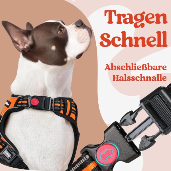 rabbitgoo Dog Harness for Large Dogs, Adjustable Dog Harness without Pull & Choking, Anti-Pull Dog Harness with Handle, Soft Padded Reflective Chest Harness, Orange, L