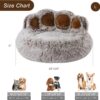 Jiupety Round Dog Bed Fluffy by Paw Shape, Doughnut Dog Beds, Dog Bed Small Dogs, Size 66 cm, Dog Bed Comfortable and Soft, Washable Dog Bed, Grey