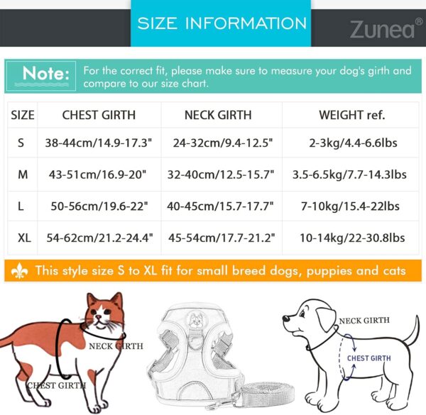 Zunea Dog Harness with Lead for Small Dogs Adjustable Reflective Puppy Chest Harness Soft Suede Vest Harness Escape Proof Cat Harness for Pets Chihuahua Yorkshire Brown S