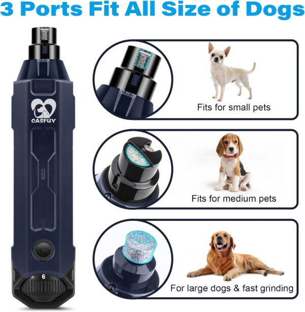 Casfuy Dog Claw Grinder 6 Speed - Newest Claw Grinder for Pets, Super Quiet, Rechargeable Electric Claw Scissors for Large, Medium and Small Dogs
