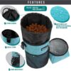 PetAmi Pet Food Travel Bag & Dog Bowls - Foldable Dog Food Container for Dry Food and Water | Waterproof Pet Travel Equipment Set (Sea Blue, Grey)