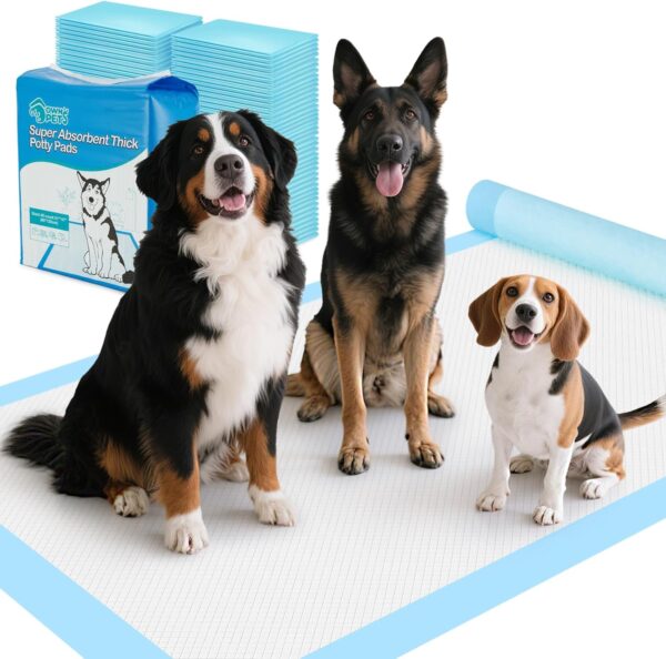Ownpets 80 x 120 cm Large Dog Training Pads, XXL Pack of 20 Absorbent Dog Toilet Mat, Pee Pads, Pipi Mats for Large Dogs, Disposable Incontinence Pad, Quick Drying Surface, Blue