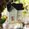 Solar Hummingbird Feeder - Hanging Metal Hummingbird Finch Feeder with Solar Light, Bluebird Feeder Accessories for Garden, Backyard, Balcony