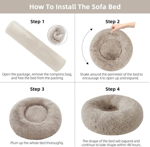 Nisrada Cat Beds for Indoor Cats, 60 cm Dog Bed for Small Melium Large Dogs, Washable, Round Pet Bed for Puppies and Kittens with Non-Slip Base