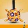 YUEMING Dog Toy Ball, Dog Football with Handle and Pump, Durable Dog Toy for Small, Medium, Large Dogs, Football for Dogs, Water Toy (Yellow, 15 cm)