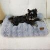 BingoPaw Fluffy Dog Bed for Medium Dogs: 76 x 51 x 7 cm Dog Bed Washable Dog Cushion for Small Dogs, Waterproof Dog Mattress with Removable Plush Cover, Non-Slip Underside, Grey