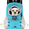 Pawaboo Pet Dog Carrier Backpack, Puppy Dog Travel Carrier Front Pack for Small Medium Dogs Cats, Adjustable Breathable Dogs Carrying Backpack with Safety Strips for Hiking Travel Outdoor, Blue S