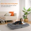 816VOpP9fL._AC_SL1500_.jpg HMTOPE Orthopaedic Dog Bed, Dog Mat in Double Decker Design, Washable Dog Cushion, Removable Dog Basket, 90 cm for Small to Medium Dogs, Medium Grey