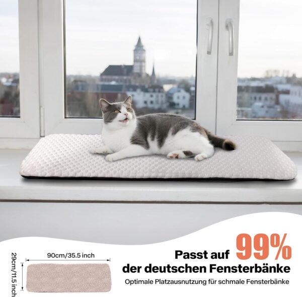 Pet Prime Cat Window Lounger - Cat Bed Fluffy Window Sill Sleeping Place with Non-Slip Underside, Quiet Cushion, 2 Removable Covers (Mesh & Plush), 90 x 29 cm for Cosy Sun and Sleep