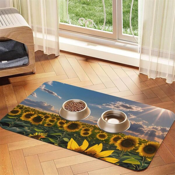 81BEflYXLL._AC_SL1500_.jpg Sunflowers Sunlight Print Pet Feeding Mat Dog Mat for Food and Water Bowl Dogs Water Dispenser Mat Dogs Accessories
