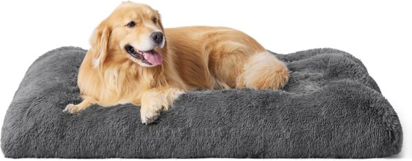 BEDSURE Fluffy Dog Bed for Large Dogs - 121 x 76 x 8 cm Washable Dog Bed for Large Dogs, Non-Slip Underside, Dark Grey
