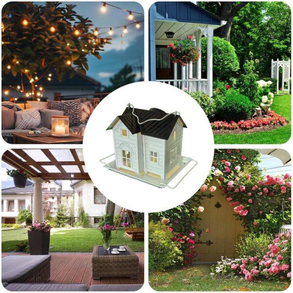 Solar Hummingbird Feeder - Hanging Metal Hummingbird Finch Feeder with Solar Light, Bluebird Feeder Accessories for Garden, Backyard, Balcony