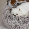 Jiupety Round Dog Bed Fluffy by Paw Shape, Doughnut Dog Beds, Dog Bed Small Dogs, Size 66 cm, Dog Bed Comfortable and Soft, Washable Dog Bed, Grey