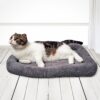 Enjoying Cat Bed Square 56 x 41 cm, Warm Cat Sleeping Place for Small Dogs Cats Rabbits, Soft Cat Mat with Pillow, Cat Cushion for Cage Transport Box, Non-Slip, Washable