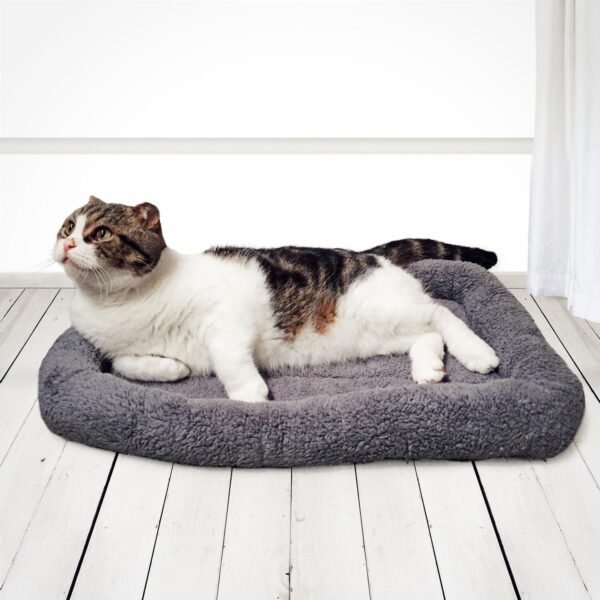 Enjoying Cat Bed Square 56 x 41 cm, Warm Cat Sleeping Place for Small Dogs Cats Rabbits, Soft Cat Mat with Pillow, Cat Cushion for Cage Transport Box, Non-Slip, Washable