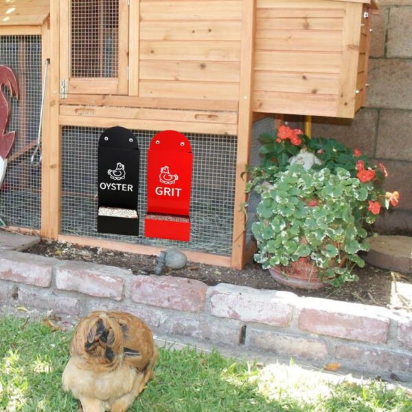 Oyster Shell Feeder for Chickens, Set of 2 Oyster Shell and Grit Feeders, Poultry Feeding Equipment, Pet Supplies, Coop Accessories for Hens, Ducks, 10.24 x 3.94 inches
